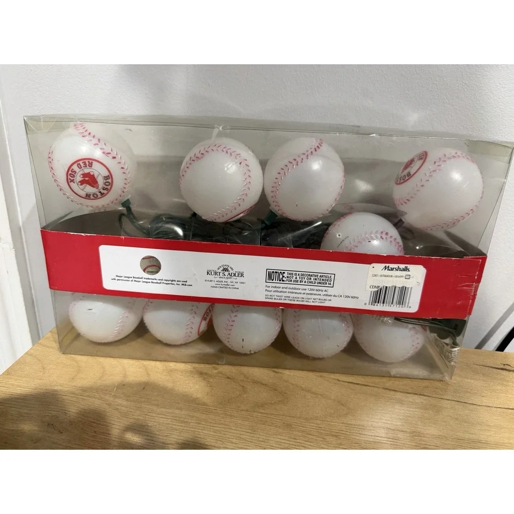 Kurt Adler Santas World MLB NY Yankees 10 Baseball Indoor Outdoor String Lights